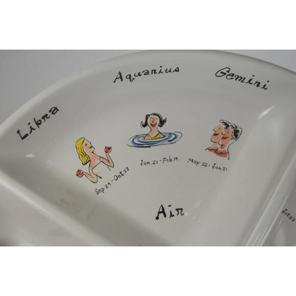 Pottery Barn White Whats Your Sign Horoscope Party Divided Server Dish 15” - Picture 3 of 6
